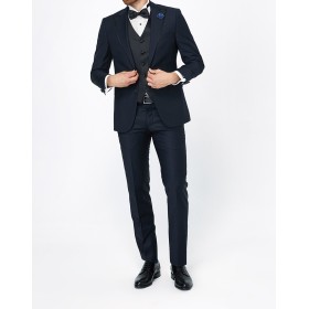 Abdullah Kığılı Desenli Mono Yaka Smokin Damatlık Seti 7Y1J4M3505F52