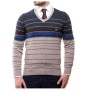 Çift Geyik Karaca Erkek Slim Fit Triko Kazak - Bej 113401048