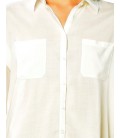 Mavi Cepli Kırık Beyaz Gömlek  120557-20086