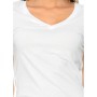164596-620 A Blue Shirt Combed Cotton Basic V-Neck White