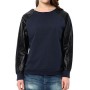Blue Leather Detail Sweatshirt Women's Sweatshirts 164436-18822