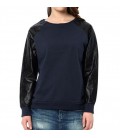 Blue Leather Detail Sweatshirt Women's Sweatshirts 164436-18822