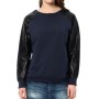 Blue Leather Detail Sweatshirt Women's Sweatshirts 164436-18822