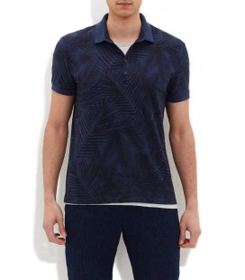 Printed Blue Slim Fit Polo Shirt Blue 064218-23127