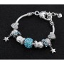 Monemel Cyan Swarovski Stone Charm Bracelet (Gold Plated)