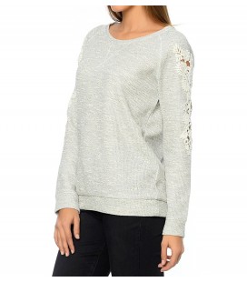 Blue Lace Shoulder Sweatshirt Women's Sweatshirts 164614-20076