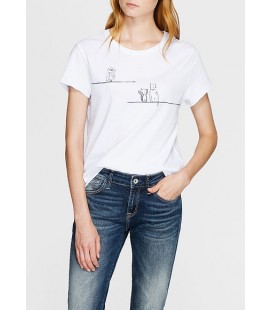 Blue White Printed Women's T-Shirt 166745-620