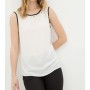 Cotton Sleeveless plain white Blouse 6YAK32296CW001