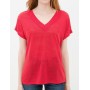 Women's cotton V-neck red T-Shirt 6YAK13843QK401