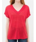 Koton Kadın V Yaka Kırmızı T-Shirt 6YAK13843QK401