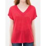 Women's cotton V-neck red T-Shirt 6YAK13843QK401