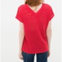 Women's cotton V-neck red T-Shirt 6YAK13843QK401