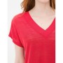 Women's cotton V-neck red T-Shirt 6YAK13843QK401