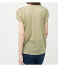 Cotton Shoulder Detail T-Shirt 6YAL11824OK802