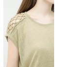Cotton Shoulder Detail T-Shirt 6YAL11824OK802