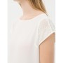 Cotton, Short Sleeve Hollow Collar Blouse Plain 6YAK62044CW001