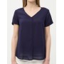 Women's cotton V-neck, Short Sleeve, Plain Blouse 6YAK62128CW720