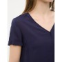 Women's cotton V-neck, Short Sleeve, Plain Blouse 6YAK62128CW720
