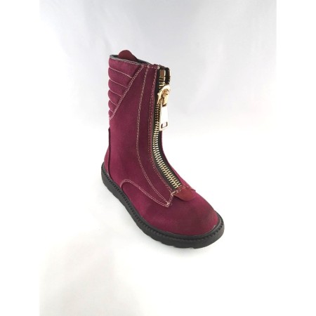 Pearl, Miss B09734 Burgundy Zipper Detail Boots
