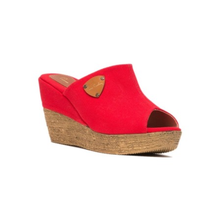 Slippers women's Red genuine leather Pierre Cardin PC-0709