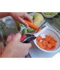 Clever Cutting Knife, Scissors, pizza and vegetables