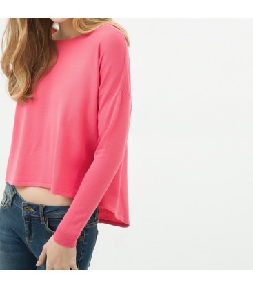 Cotton scoop-neck, long sleeve, relaxed fit, straight 6YAL96612JT303 Sweater