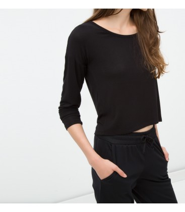 Cotton Boat Neckline, relaxed fit, Long Sleeve T-Shirt 6YAL11815OK999