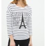 Cotton scoop-neck, long sleeve, relaxed fit, striped T-Shirt 6YAL11073OK70K