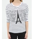 Cotton scoop-neck, long sleeve, relaxed fit, striped T-Shirt 6YAL11073OK70K