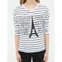 Cotton scoop-neck, long sleeve, relaxed fit, striped T-Shirt 6YAL11073OK70K