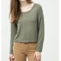 Cotton scoop-neck, long sleeve, slim fit, detailed shoulder T-Shirt 6YAL11815OK822