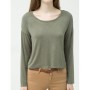 Cotton scoop-neck, long sleeve, slim fit, detailed shoulder T-Shirt 6YAL11815OK822