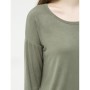 Cotton scoop-neck, long sleeve, slim fit, detailed shoulder T-Shirt 6YAL11815OK822