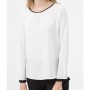 Cotton, long sleeve hollow Collar Blouse Plain 6YAK63948EW002