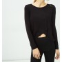 Cotton scoop-neck, long sleeves, plain T-shirts 6YAL11710OK999