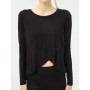 Cotton scoop-neck, long sleeves, plain T-shirts 6YAL11710OK999