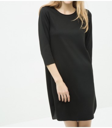 Cotton scoop-neck, long sleeve, relaxed fit, straight Dress 6YAL81075JK999