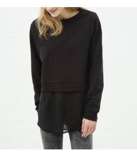 Cotton scoop-neck, long sleeve, relaxed fit, plain Sweatshirts 6YAL11536OK999