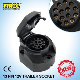 TIROL 13-pin Trailer Socket material iced Black 13-Pole Socket Trailer towbar Towing socket 12 V
