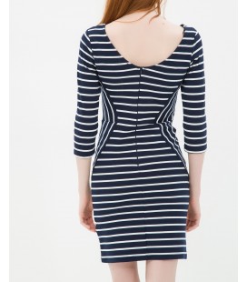 Hollow collar stripe cotton women's Dress 6YAK82815YKZ94