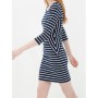 Hollow collar stripe cotton women's Dress 6YAK82815YKZ94