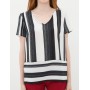 Women's striped cotton Short Sleeve Blouse 7KAK62268UW58M