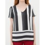 Women's striped cotton Short Sleeve Blouse 7KAK62268UW58M