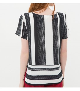 Women's striped cotton Short Sleeve Blouse 7KAK62268UW58M