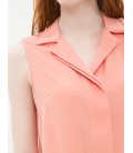 Women's cotton Powder Color Sleeveless V-neck Blouse 7KAK32102UW272