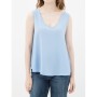 Blue cotton Sleeveless V-neck Blouse 7KAK32418CW610