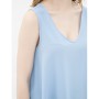 Blue cotton Sleeveless V-neck Blouse 7KAK32418CW610