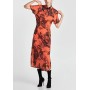 Zara Uzun Baskılı Saten Elbise 5580315050