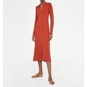 Zara Polo Yaka Fitilli Elbise 5755
