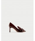 ZARA BURGUNDY FAUX PATENT COURT SHOES WITH 6228-201
